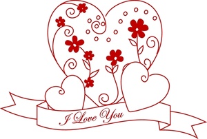 love clipart image heart design with a scroll that reads