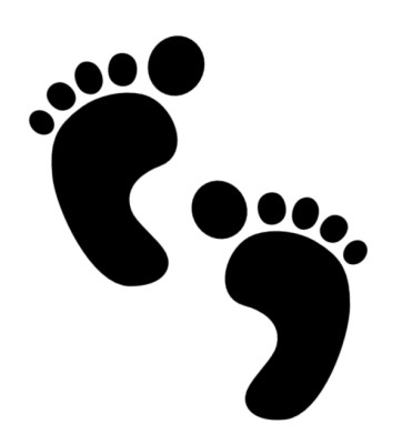 Baby feet baby footprints black and white clipart