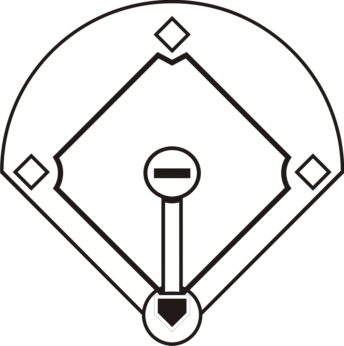 Black and white baseball field free clipart