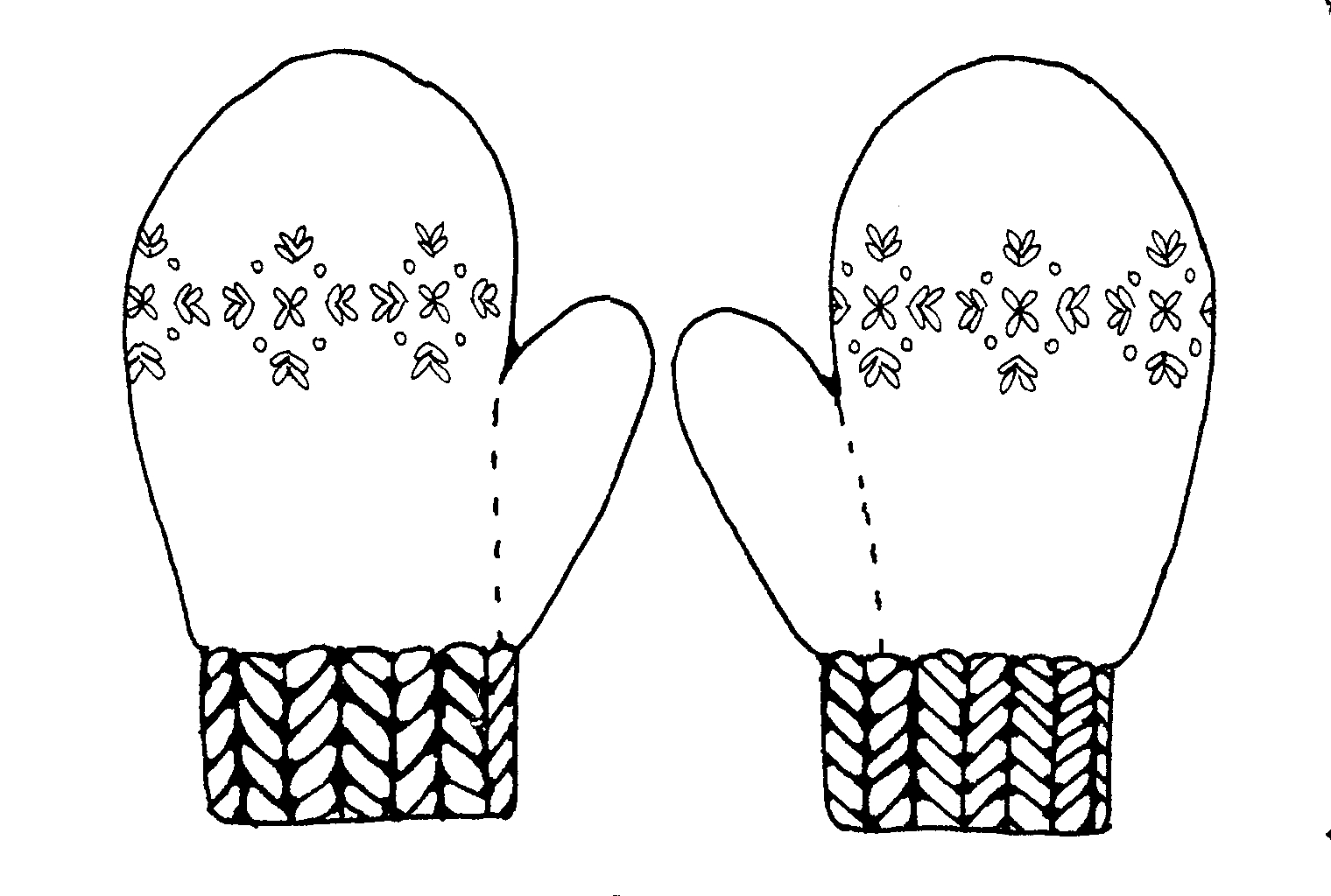 Black and white mitten clipart 2