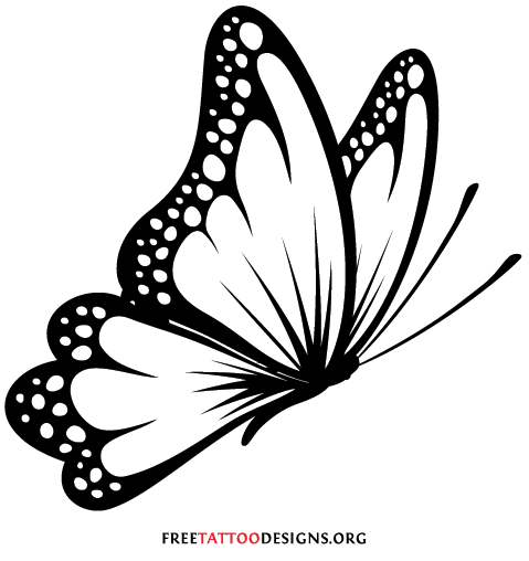 Butterfly  black and white clipart a silhouette of cat playing with