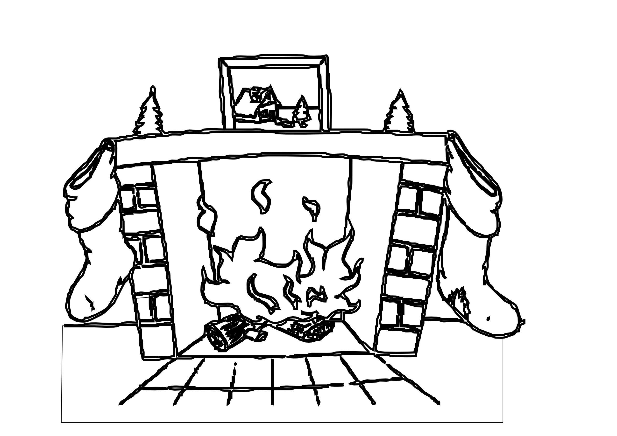 Christmas  black and white clip art black and white fireplace clipart