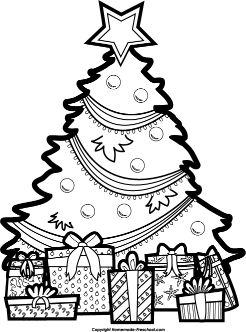 Christmas  black and white tree black and white christmas clipart