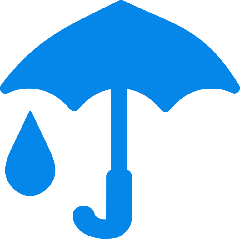 Clipart blue umbrella and raindrop icon - WikiClipArt