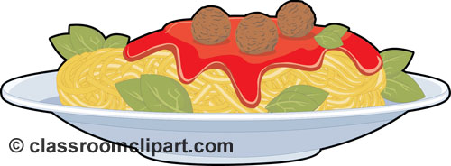 Food diner plates with spaghetti clipart