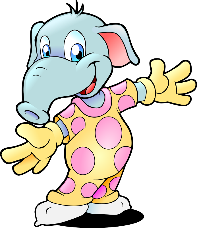 Free cartoon elephant wearing pajama clip art