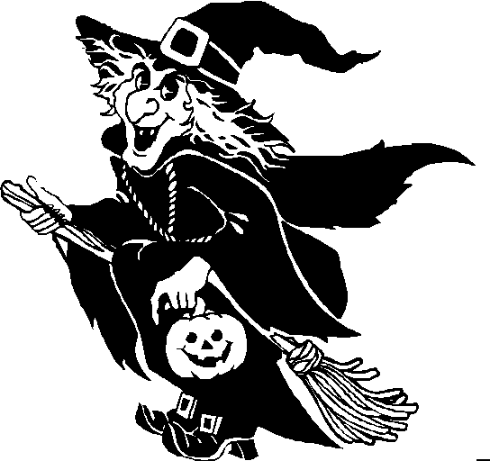 Halloween  black and white witch black and white clipart