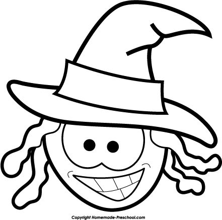 Halloween  black and white witch clip art black and white