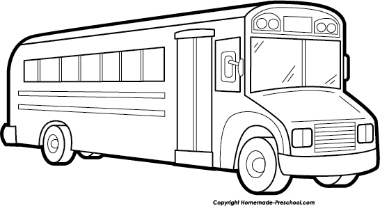 Image of school bus clipart black and white
