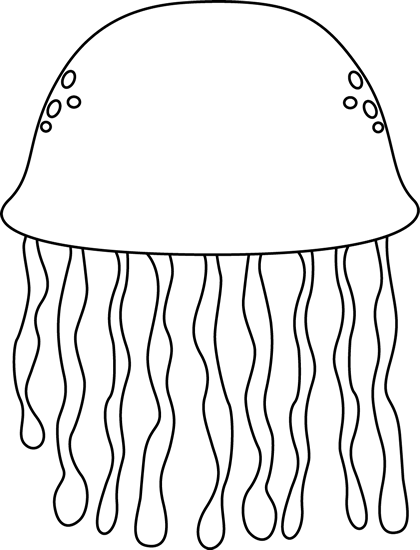 Jellyfish clip art image black and white outline of a