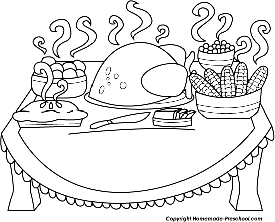 Thanksgiving  black and white thanksgiving food black and white clipart