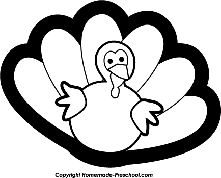 Turkey  black and white free thanksgiving clipart