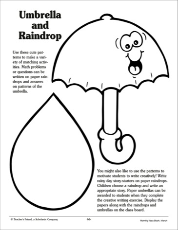Umbrella and raindrop clip art scholastic printables