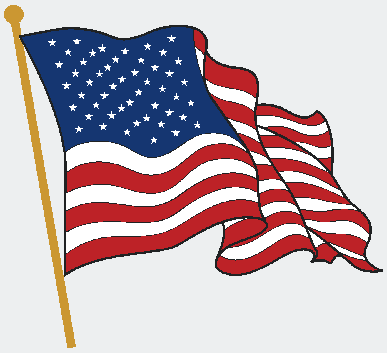American flag waving clipart 2