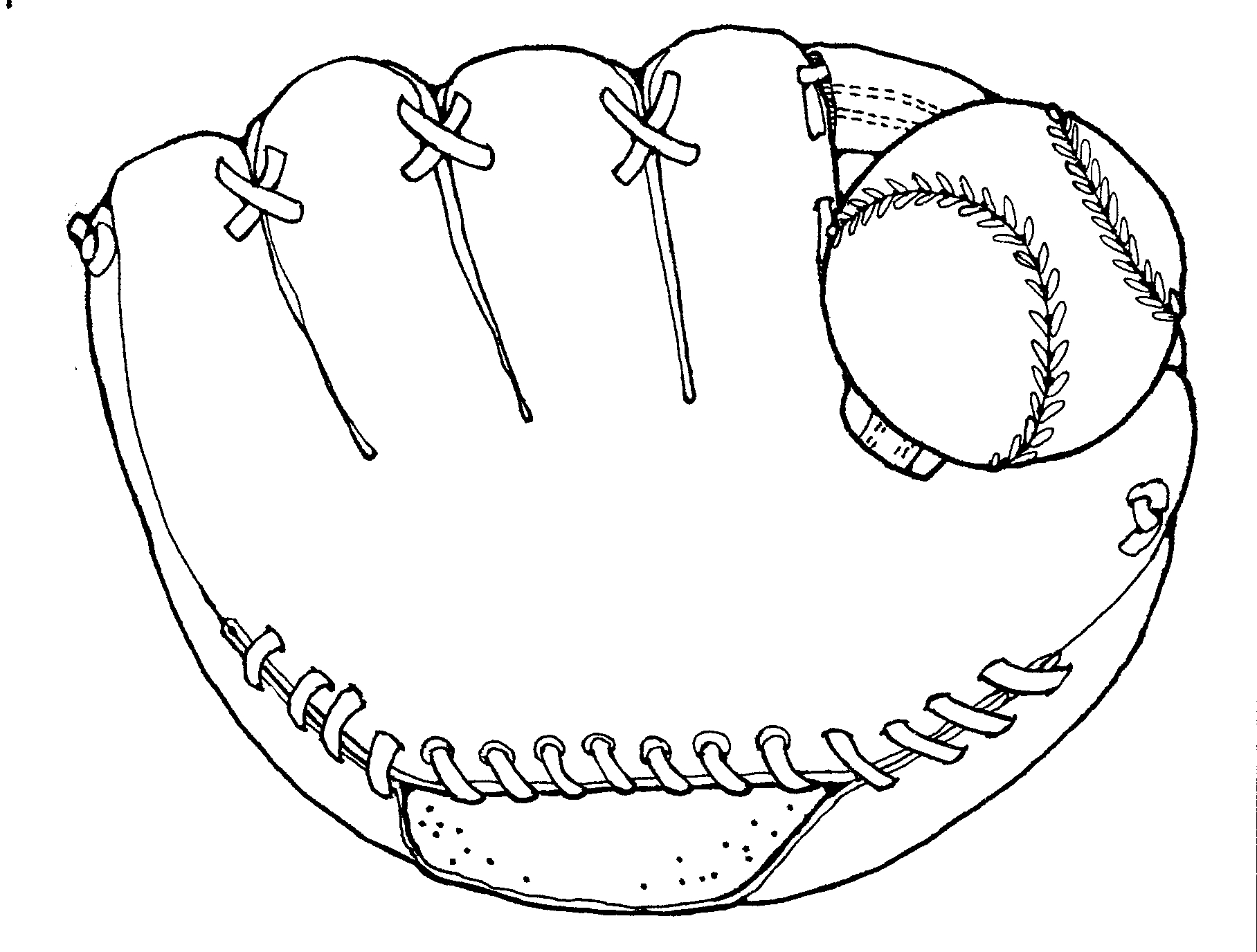 Baseball  black and white baseball mitt and ball clipart