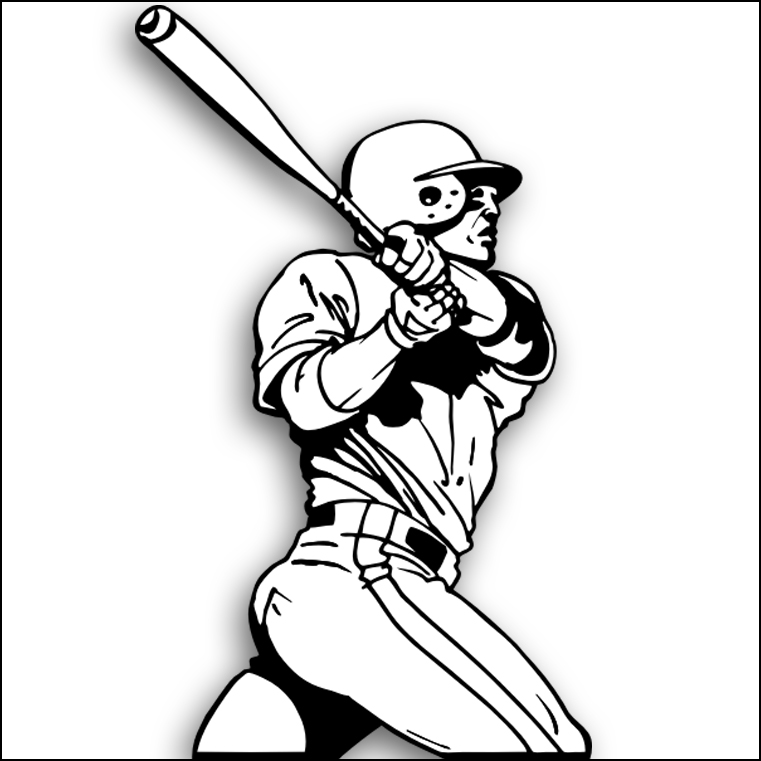 Baseball  black and white baseball player batting black and white clipart