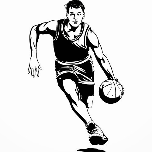 Basketball  black and white basketball player clipart black and white