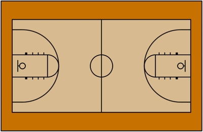 Basketball court diagram layout clipart