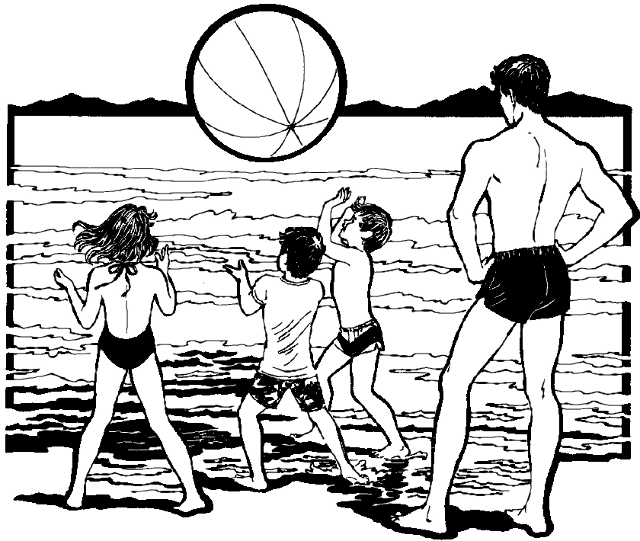 Beach  black and white family at the beach clipart black and white 7