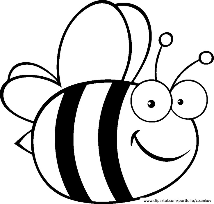 Bee  black and white bee coloring clipart