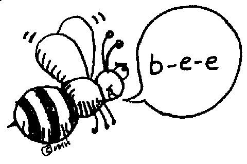 Bee  black and white spelling clipart 5