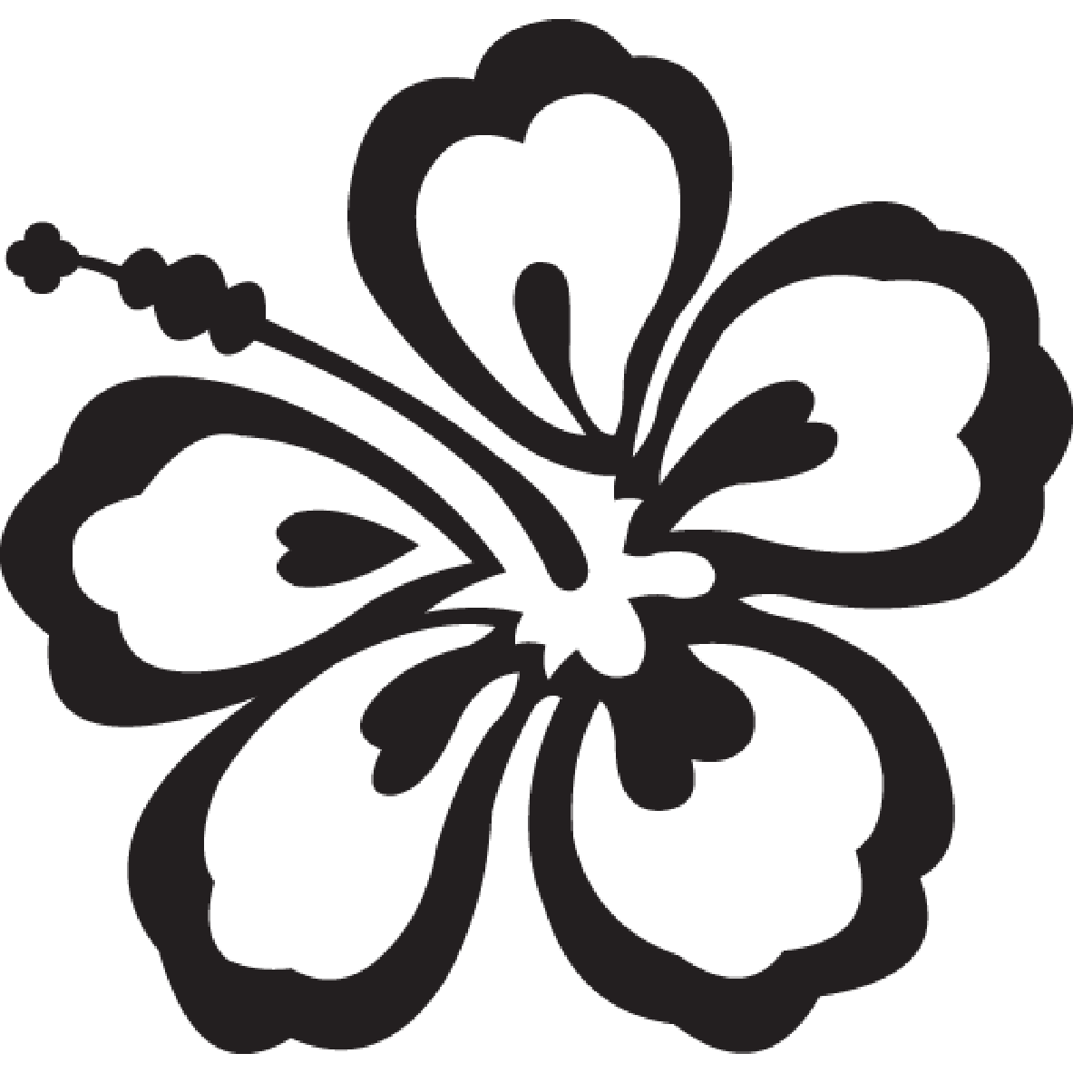Black and white hawaiian flowers svgs clip art