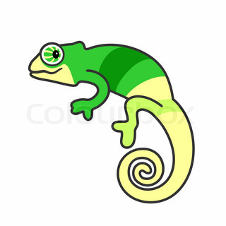 Cartoon chameleon vector clip art illustration with simple 2