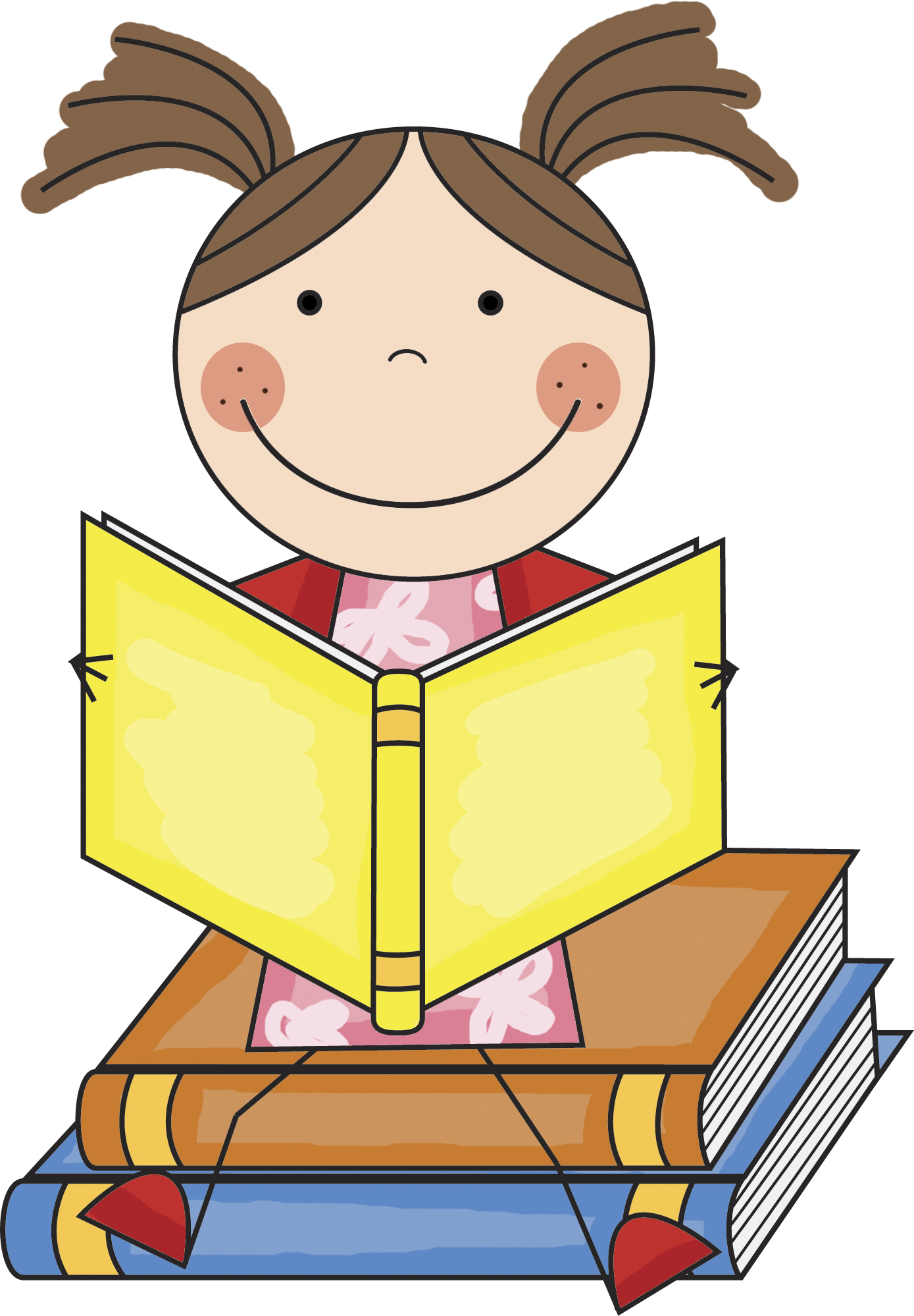 Child reading book clip art clipart image 2