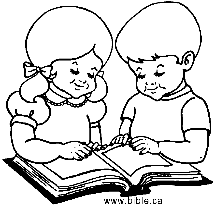 Child reading family reading bible clipart