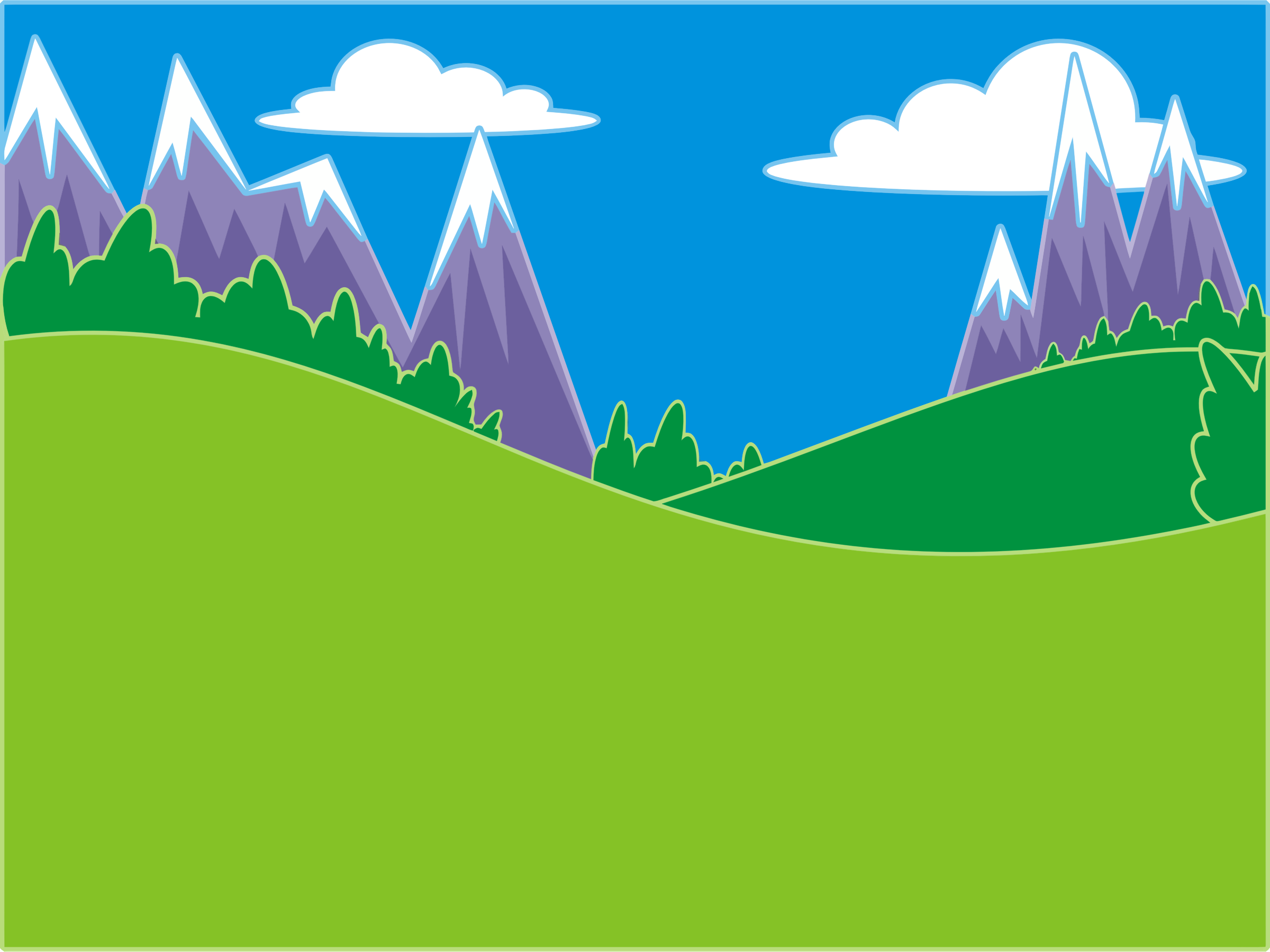 Clipart green hills and mountains landscape