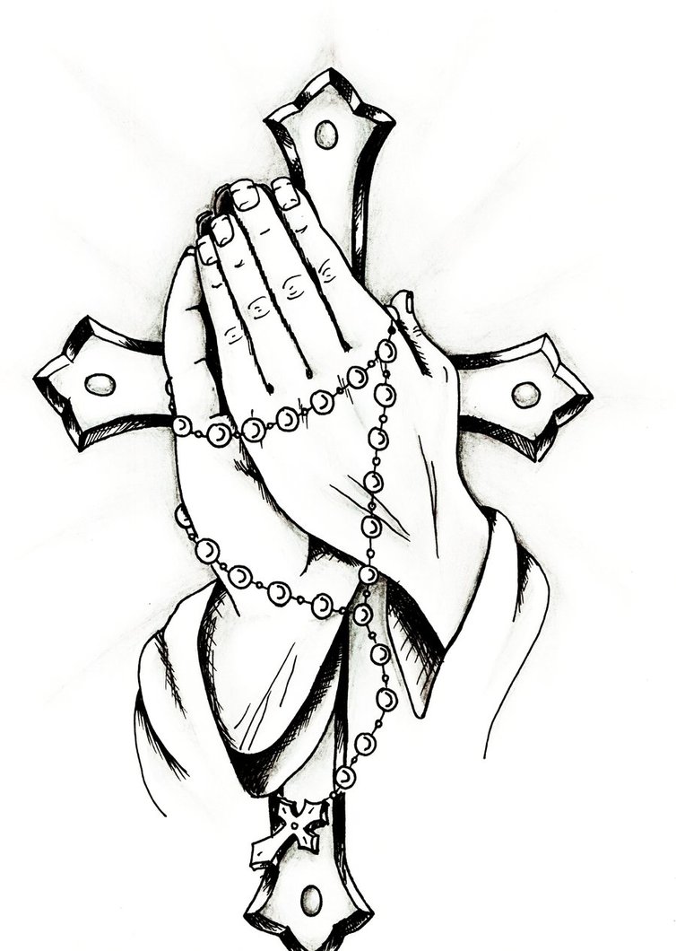 Crosses with praying hands clipart