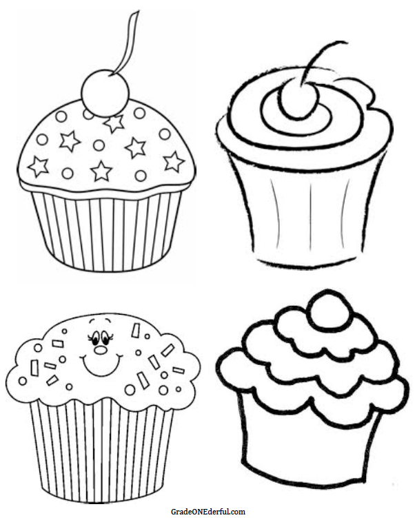 Cupcake  black and white bun black and white clipart