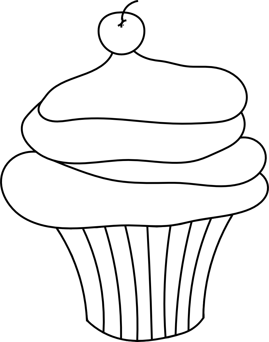 Cupcake  black and white cupcake outline clipart black and white 2