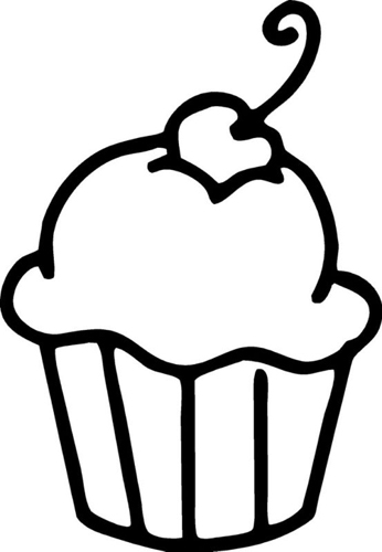 Cupcake  black and white cute cupcake outline clipart
