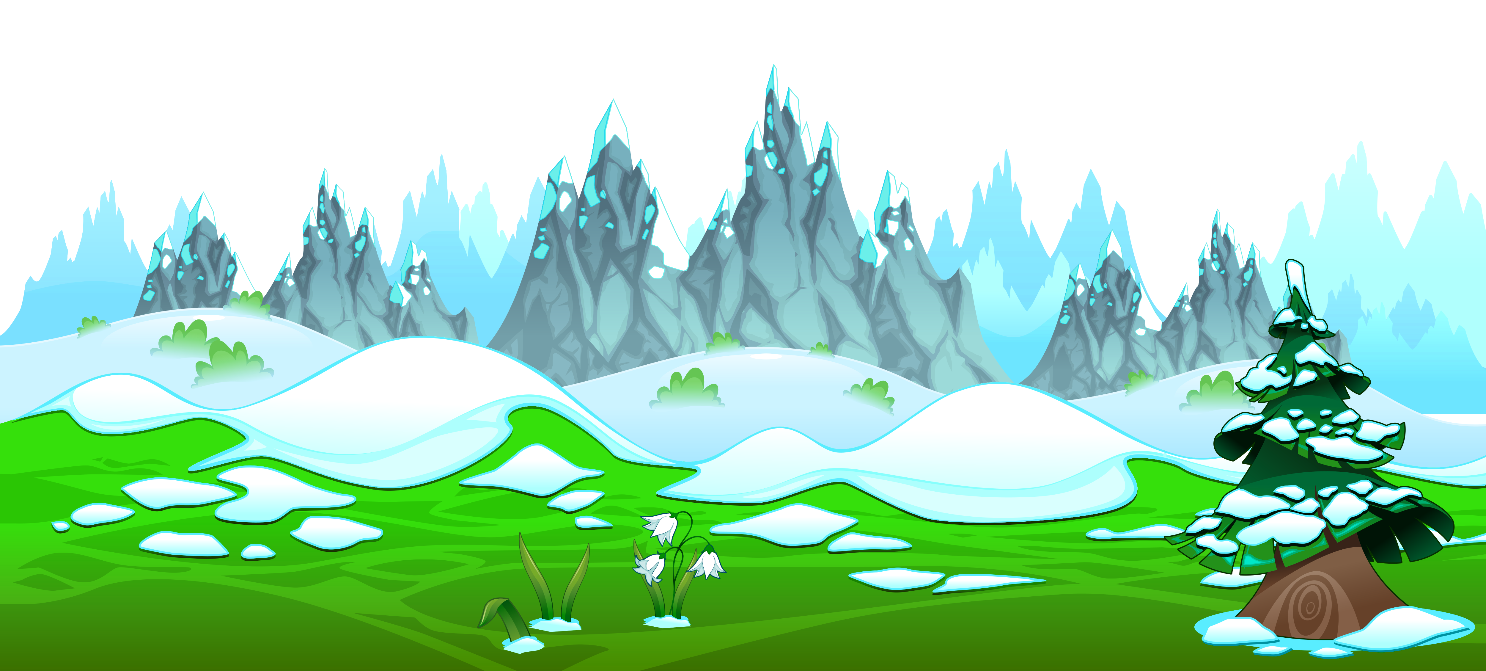 Early spring with icy mountains ground clipart - WikiClipArt