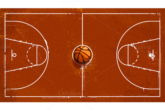 Grunge basketball court illustrations on creative market clip art