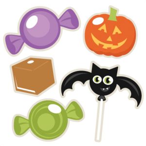 Halloween candy scrapbook titles and cute clipart on