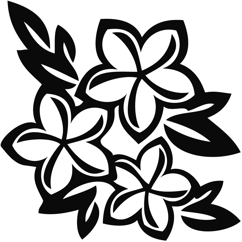 Hawaiian flower black and white clip art clipart