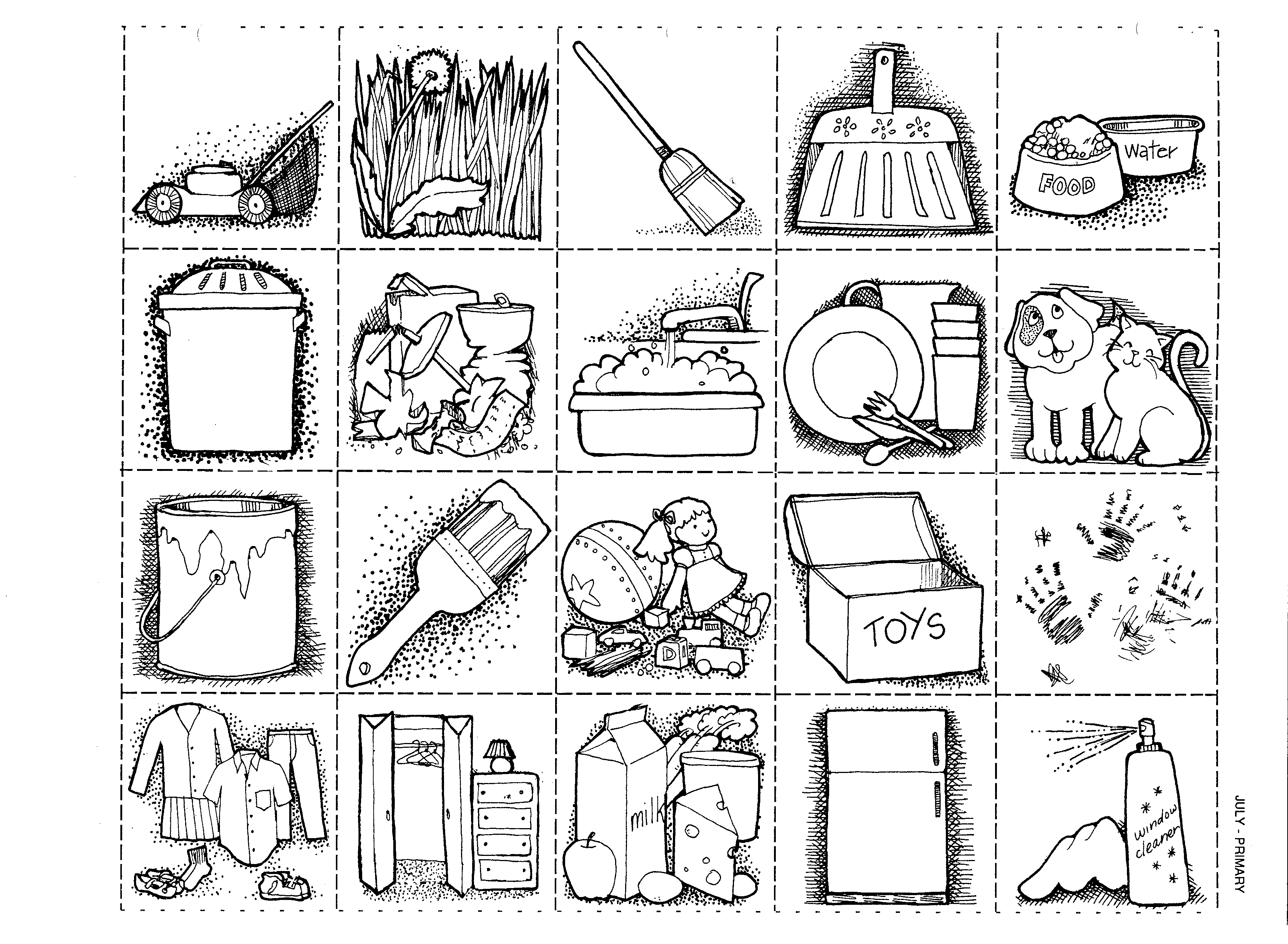 Household chores clipart black and white
