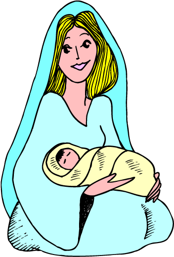 Mary and baby jesus clipart