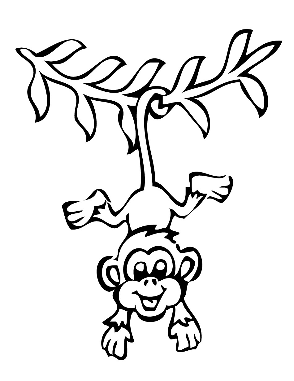 Monkey  black and white pics of cute monkey clip art coloring pages black and white