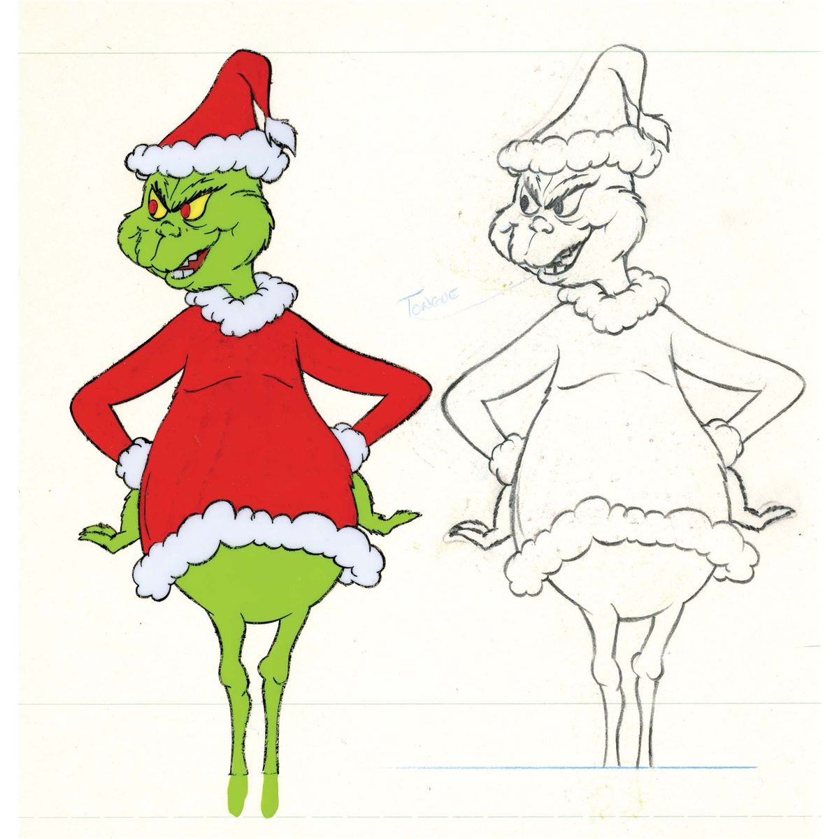 Original production cel and matching drawing from how the grinch clipart