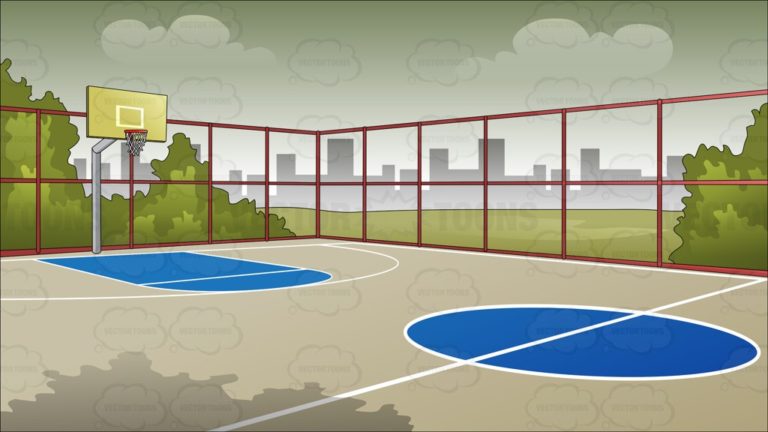 Outdoor basketball court background vector clip art cartoon - WikiClipArt