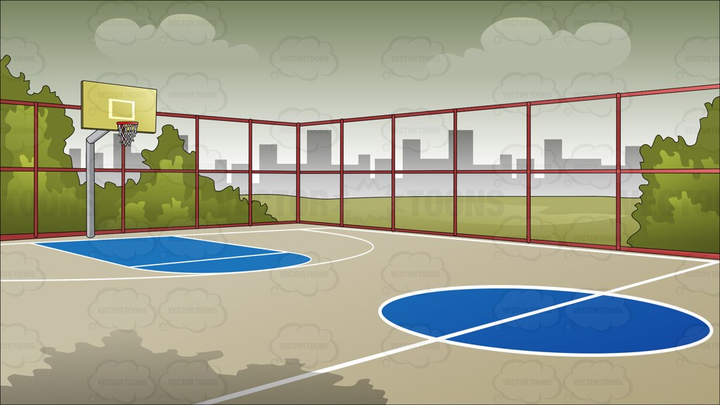 Outdoor basketball court background vector clip art cartoon