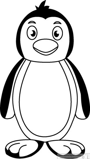 Penguin  black and white animals standing penguin black white outline clipart