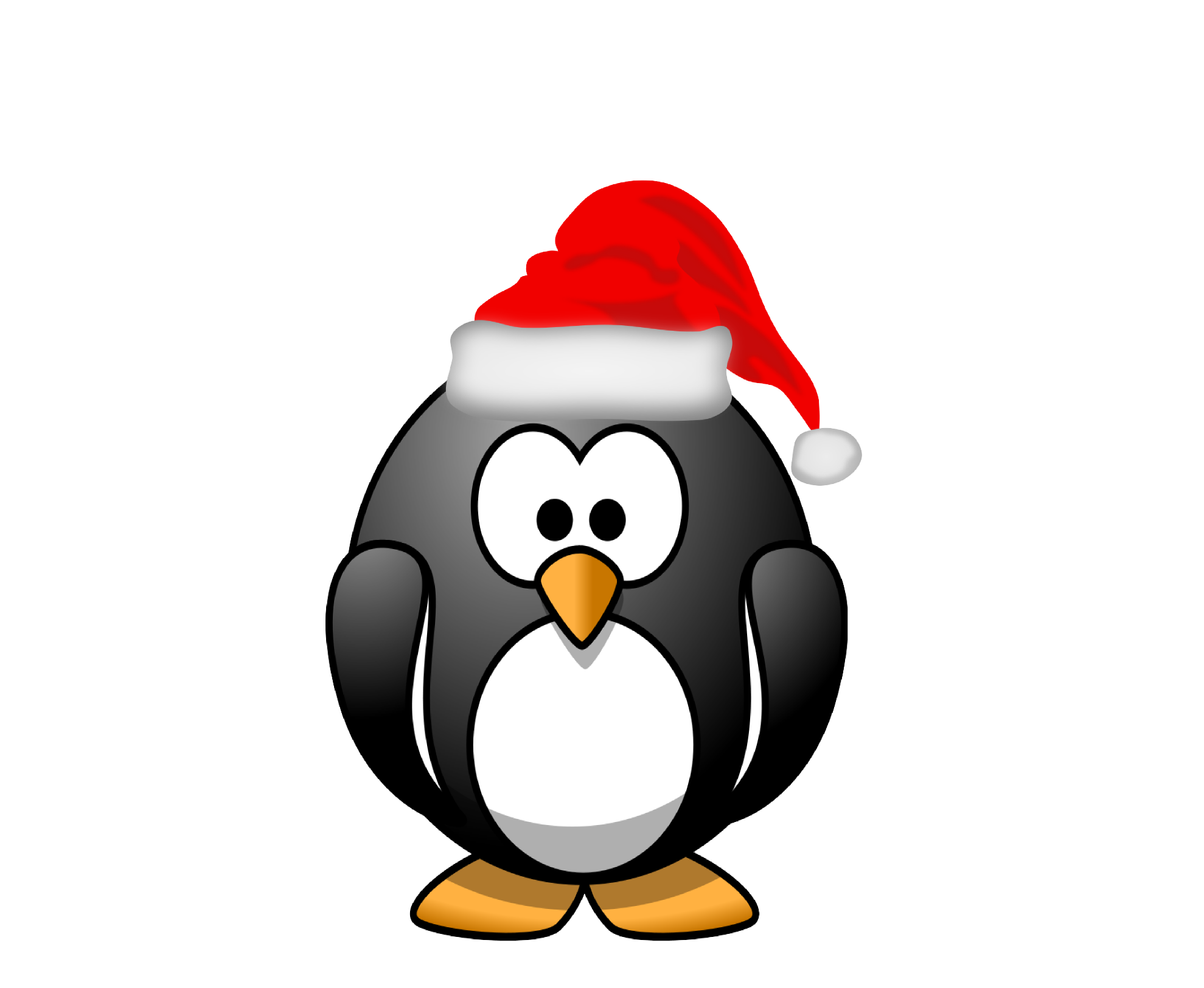 Penguin  black and white christmas penguin clipart