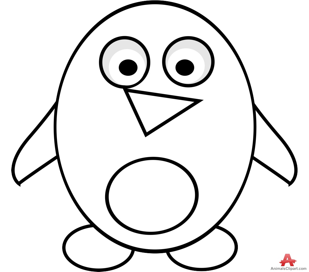 Penguin  black and white outline penguin clipart free design download