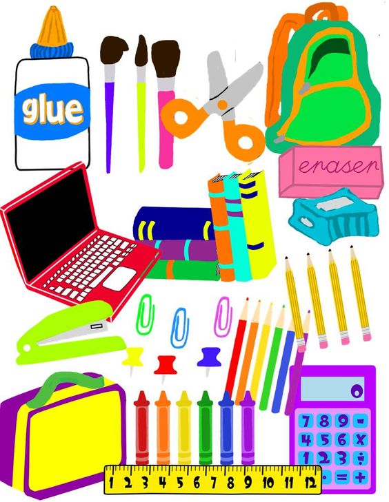 School supplies organization and clip art on
