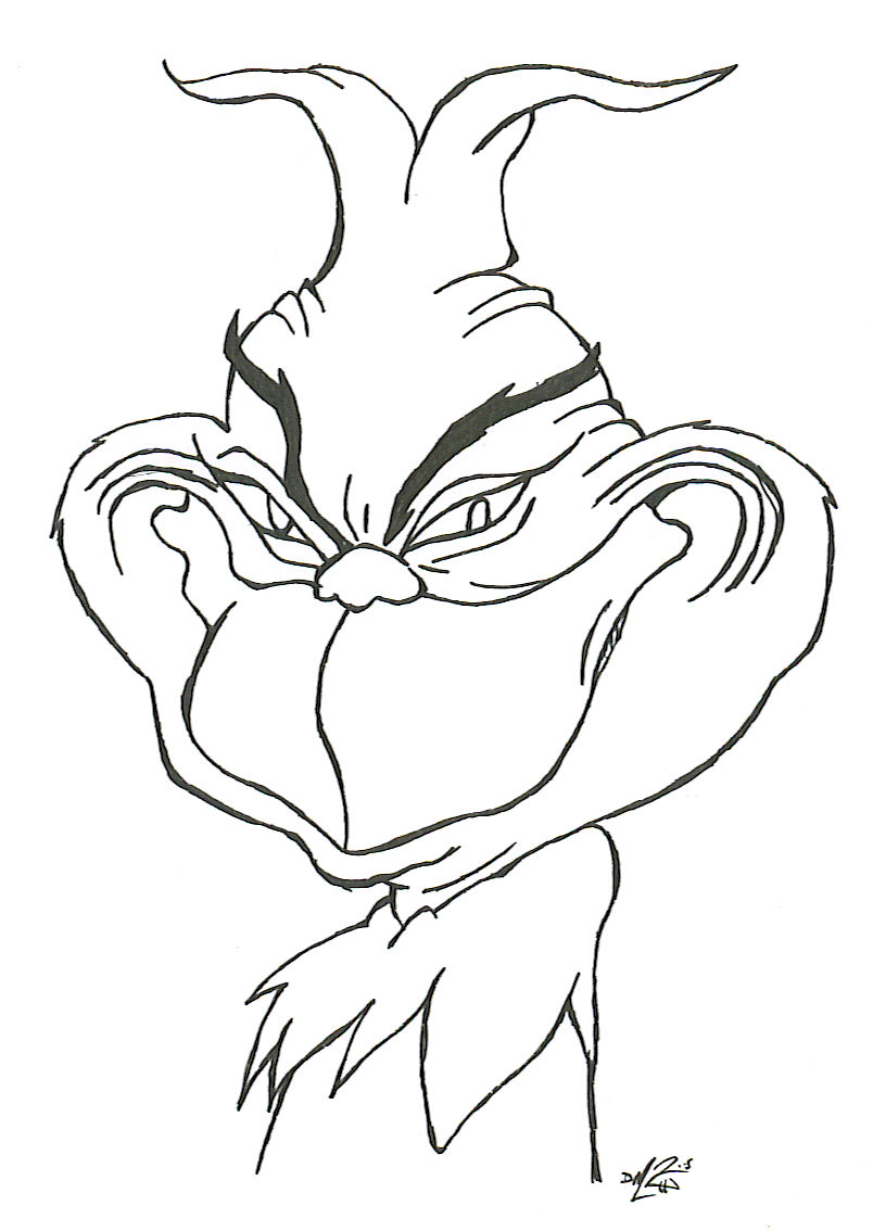 The grinch black and white clipart