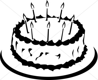 Birthday  black and white birthday cake black and white clipart